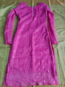 Pink Embroidered Kurta with Pants Set