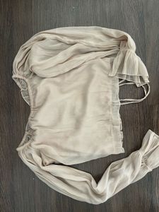Chic Sheer Sleeve Smocked Crop Top
