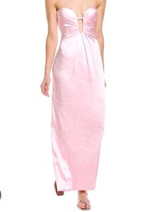 Stunning Pink Satin Maxi Dress