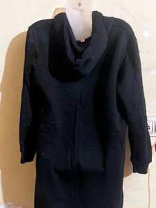 Black Longline Zip-Up Hoodie