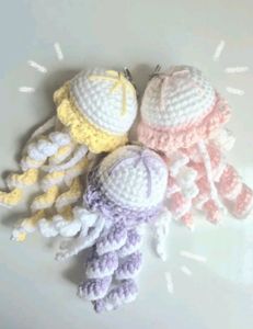 Crocheted Jellyfish Keychain