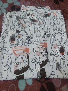 Artistic Abstract Print Button-Up Shirt