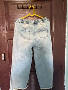 Light Wash Cropped Wide Leg Jeans