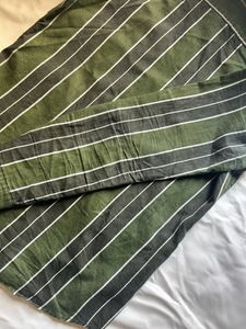 Green Striped Slim Fit Shirt - Size M