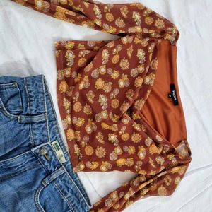 Westside Floral Mesh Long Sleeve Top