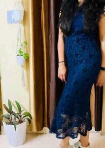 Elegant Navy Lace Dress