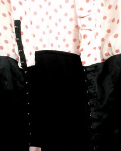 Polka Dot Corset Cinched Waist Blouse Top
