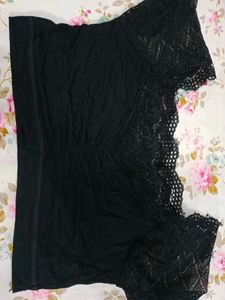 Black Lace Bikini Set 2 Tops 1 Silk Panty