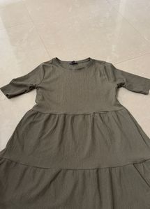 Olive Green Tiered Midi Dress