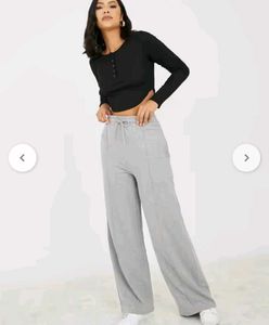 Comfortable Grey Wide-Leg Sweatpants 100 % cotton