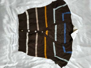 Striped Button-Up Cardigan