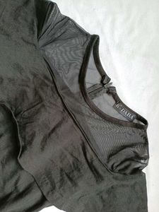 Chic Black Mesh Detail Dress