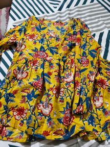 Vibrant Yellow Floral Print Kurta