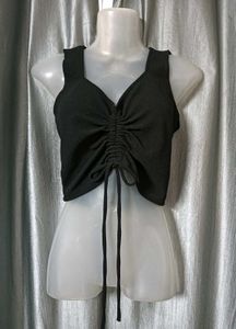 🖤Ruched tie-up crop top