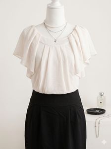 Elegant Cream Ruffle Sleeve Top