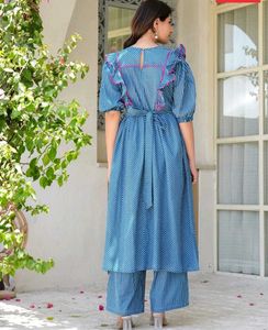 Indigo Maternity Feeding Flare Kurta Set