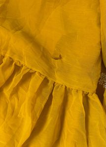 Stylish Mustard Kurta Set with White Embroidery