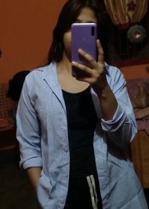 Blue Striped Shirt with Black Tank