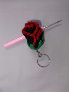 Crochet Keychain,Rose Keychain, Keychain