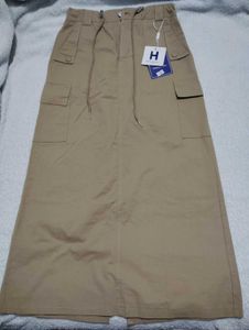 Khaki Cargo Maxi Skirt from Thailand