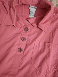 Oversized Pink Button-Up Shirt