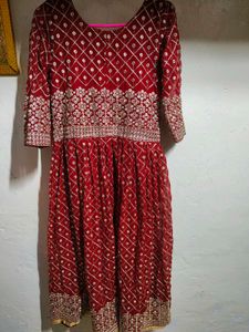 Elegant Red Embroidered Gown