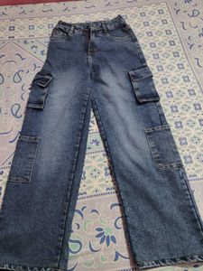 Blue Denim Cargo Pants