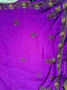 Beautiful Purple Embellished Saree