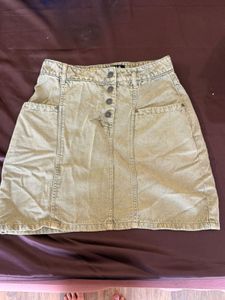 Washed Out Button Front A-Line Skirt