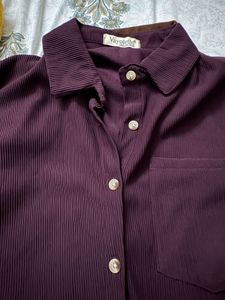 Brown &amp; purple Corduroy Button-Up Shirt