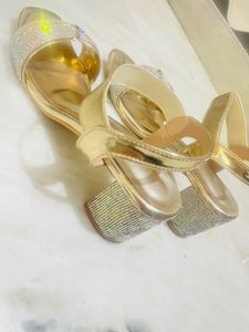 Sparkling Gold Block Heels