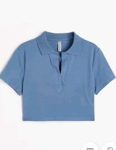 Blue Cropped Polo T-Shirt