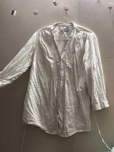 White Button-Up Shirt with strings