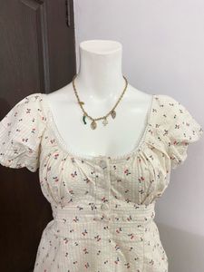 Floral Puff Sleeve Button-Up Top