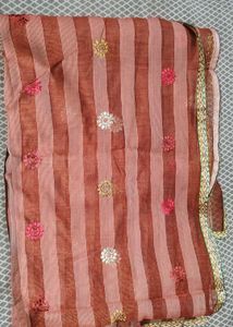 Striped Embroidered dupatta