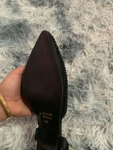 Sparkling Black Heeled Flats