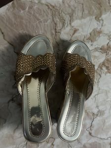 Gold Heels Slipper Party Wear