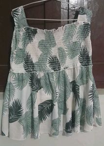 Leaf Print Smocked Top