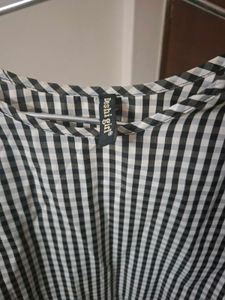 Gingham Bell Sleeve Top with Ribbon Ties