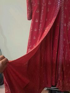 Red Embellished Kurta