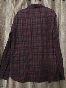Men's Burgundy Plaid Flannel Shirt
