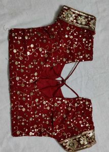 Red Sequin Saree