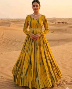 Vibrant Yellow Tie-Dye Gown