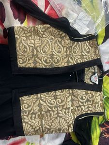 Black &amp; Gold Anarkali Dress with Jacket