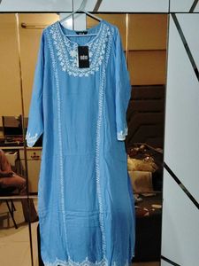 Blue Embroidered Kurta Set with Dupatta