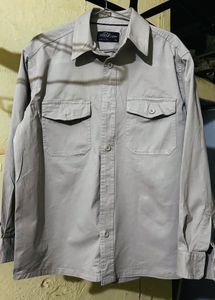 SOLID BONE GREY DOUBLE POCKET OVERSHIRT