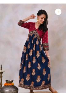 Elegant Navy Blue Printed Kurta