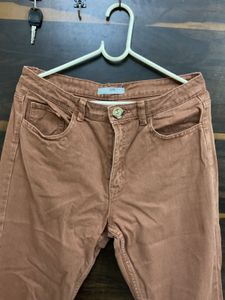 Cropped Brown Denim Jeans