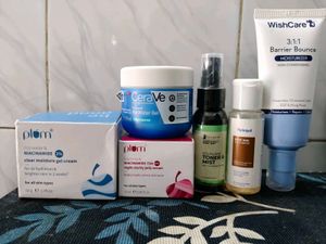 Plum, CeraVe, WishCare, Re'equil Skincare Set