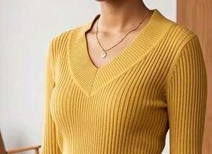 Mustard Yellow V-Neck Ribbed Top